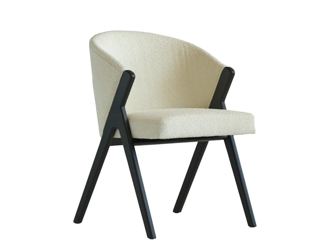 andrew martin Elegant dining chair in off-white boucle