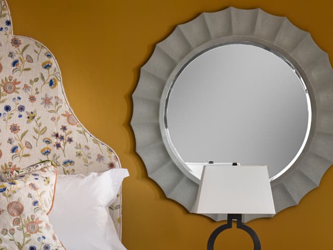 Andrew Martin Joplin Small Faux Shagreen Mirror In Light Grey
