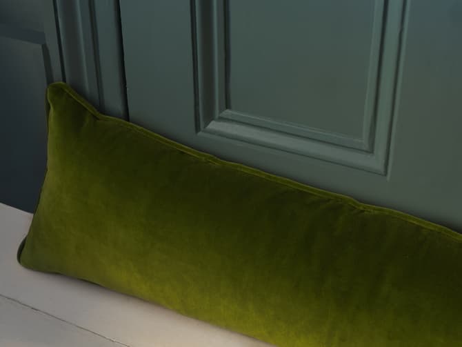 Andrew Martin Large Designer Door Draught Excluder In Green Velvet