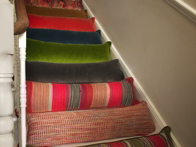 Andrew Martin Large Designer Door Draught Excluder In Red And Pink