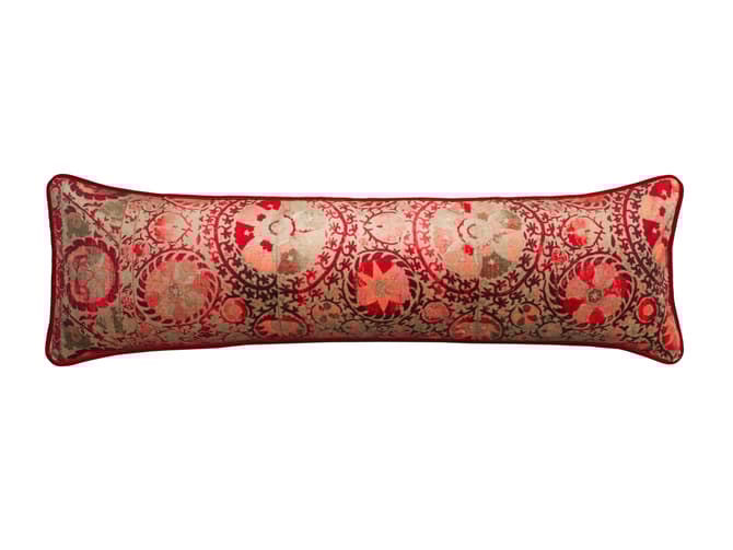 andrew martin Large designer door draught excluder in red velvet