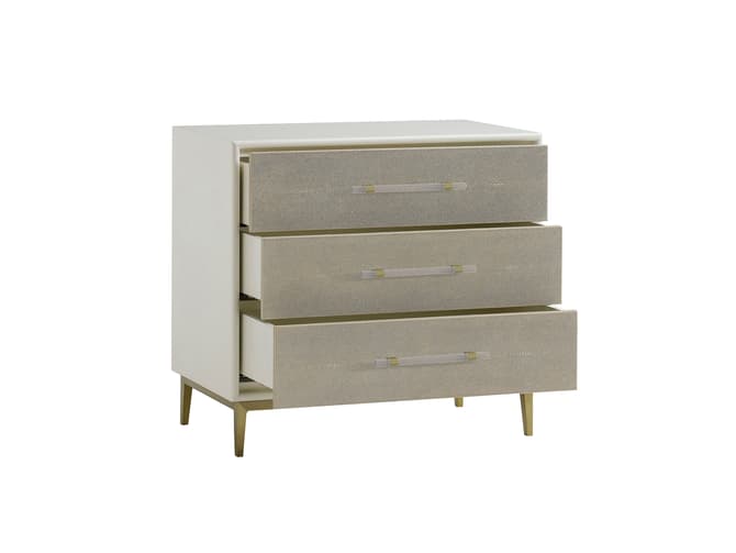 Andrew Martin Large Neutral Bedside Table In Ivory Shagreen