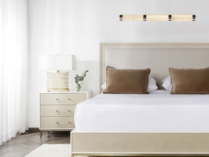 Andrew Martin Large Neutral Bedside Table In Ivory Shagreen