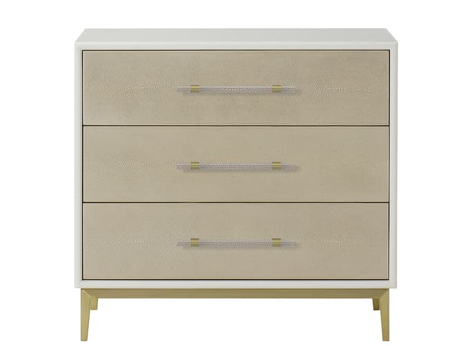 Andrew Martin Large Neutral Bedside Table In Ivory Shagreen