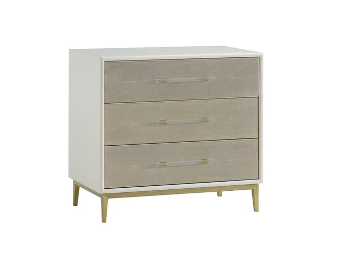 andrew martin Large neutral bedside table in ivory shagreen