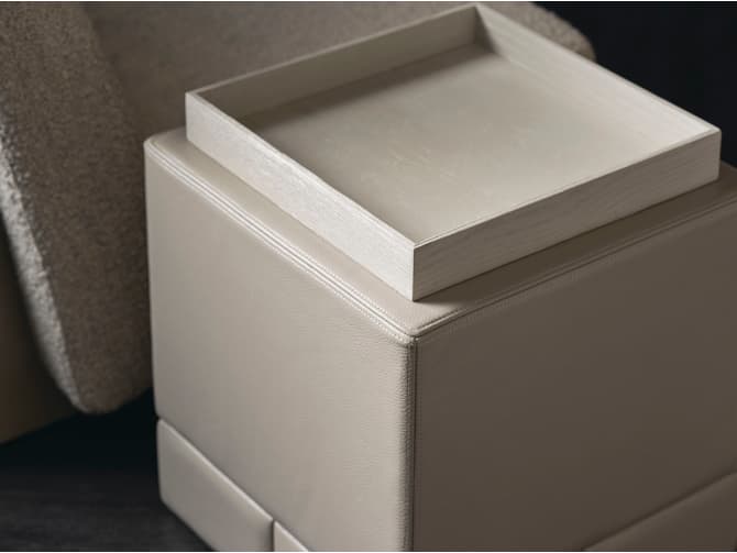 Andrew Martin Leather Trimmed Side Table With Oak Tray By Kelly Hoppen