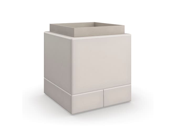 andrew martin Leather trimmed side table with oak tray by Kelly Hoppen