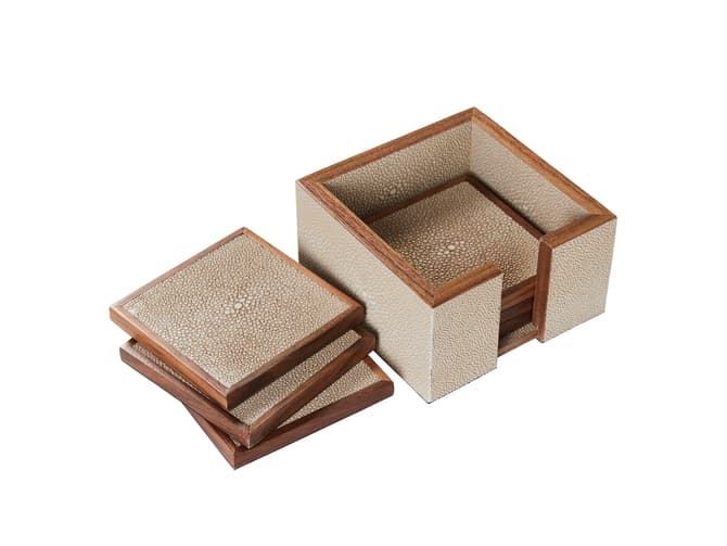 Andrew Martin Lexi Faux Shagreen Cream Coasters Set Of 6