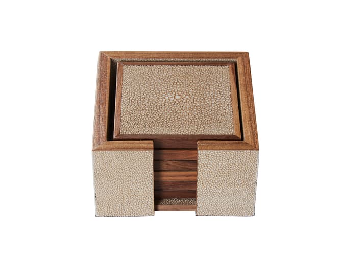 Andrew Martin Lexi Faux Shagreen Cream Coasters Set Of 6