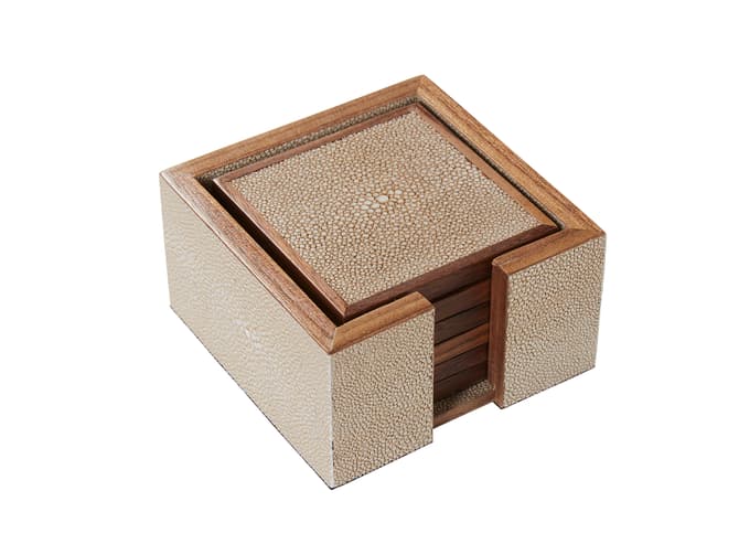 andrew martin Lexi faux shagreen cream coasters set of 6