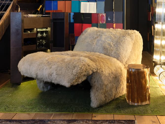 Andrew Martin Luxurious Sheepskin Motion Chair By Timothy Oulton