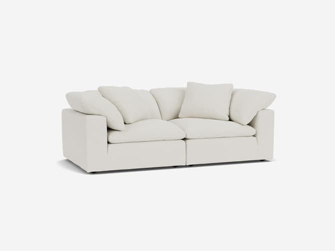 andrew martin Luxury sectional sofa in white linen Express Delivery