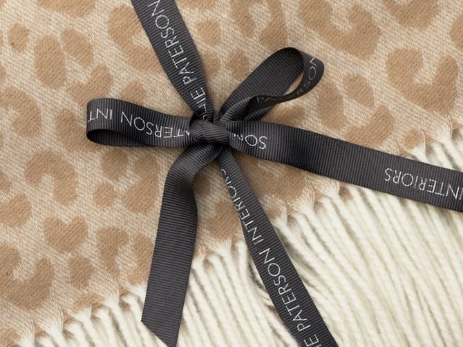 Andrew Martin Merino Wool Animal Print Throw In Tan