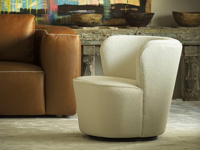 Andrew Martin Mid-century Cocktail Chair In Cream Boucle