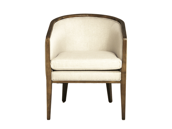 Andrew Martin Mid-century Modern Chair In Cream Fabric With Wood Frame