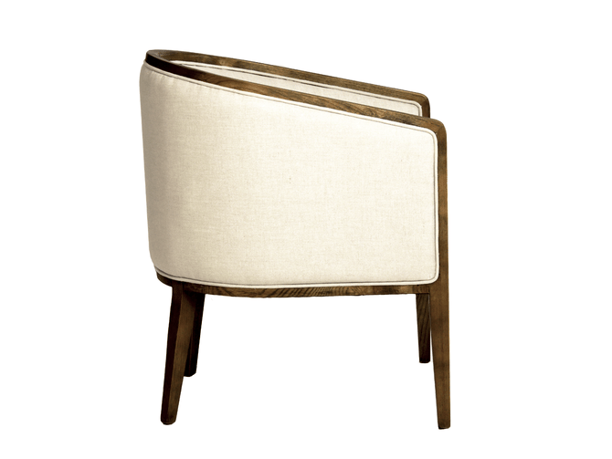Andrew Martin Mid-century Modern Chair In Cream Fabric With Wood Frame
