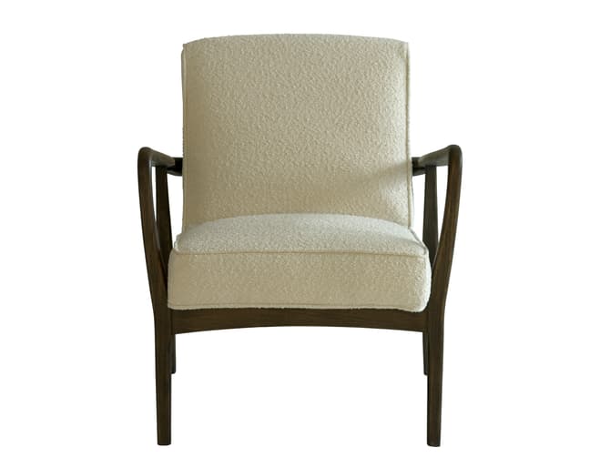 Andrew Martin Mid-century Occasional Chair In Off-white Boucle
