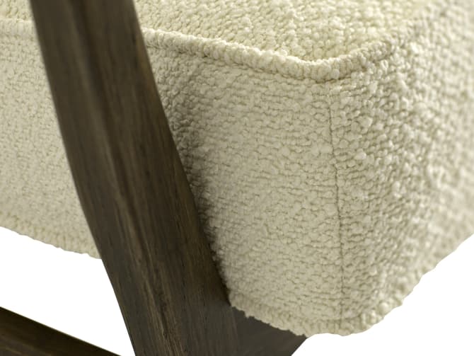 Andrew Martin Mid-century Occasional Chair In Off-white Boucle