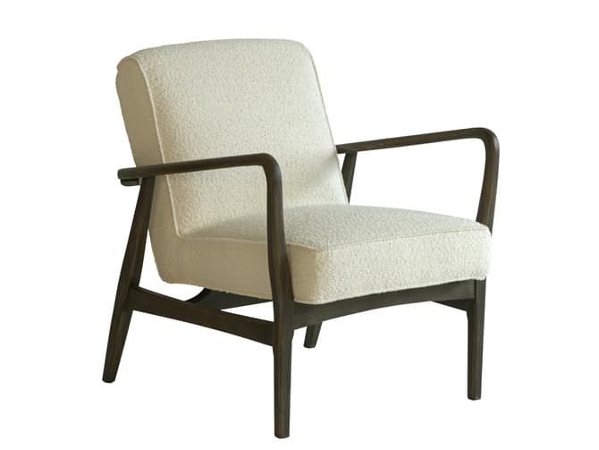 andrew martin Mid-century occasional chair in off-white boucle