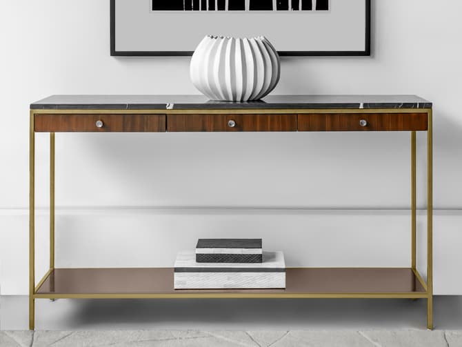 Andrew Martin Mid-century Three Drawer Console Table