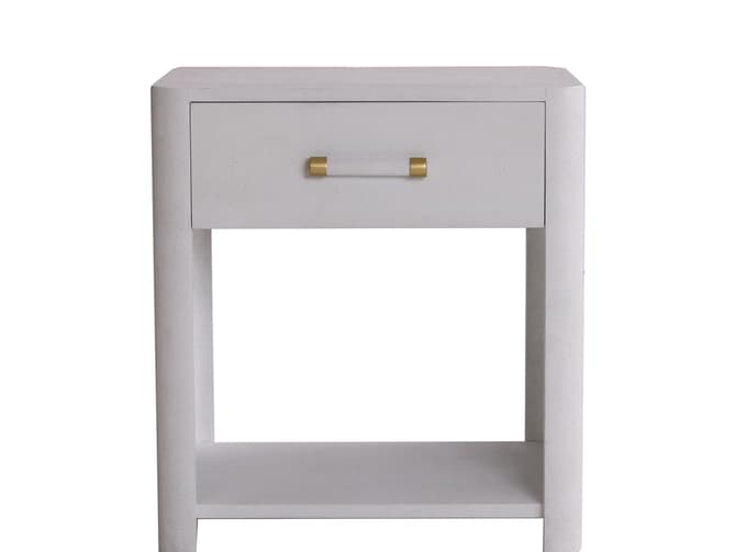 Andrew Martin Minimalist Faux Shagreen Bedside Table In White