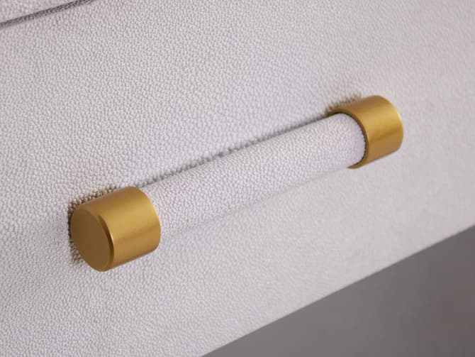 Andrew Martin Minimalist Faux Shagreen Bedside Table In White