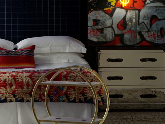 Andrew Martin Mirrored Chest Of Drawers With Leather Handles