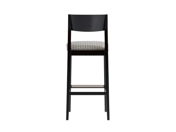 Andrew Martin Modern Black Bar Stool With Geometric Fabric Seat