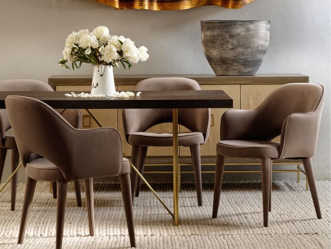 Andrew Martin Modern Mid-century Dining Chair In Grey Velvet