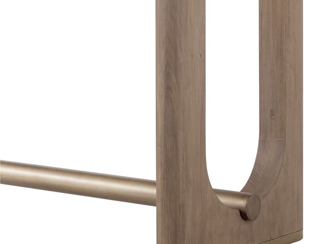 Andrew Martin Natural Light Oak And Okume Console Table With Brass Details