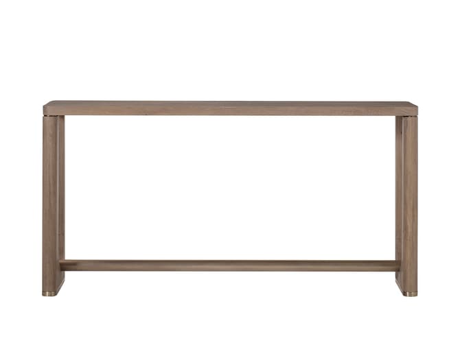 Andrew Martin Natural Light Oak And Okume Console Table With Brass Details