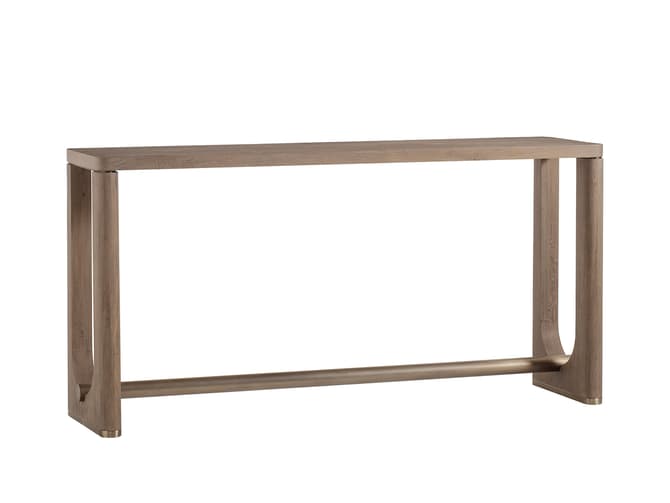 andrew martin Natural light oak and okume console table with brass details