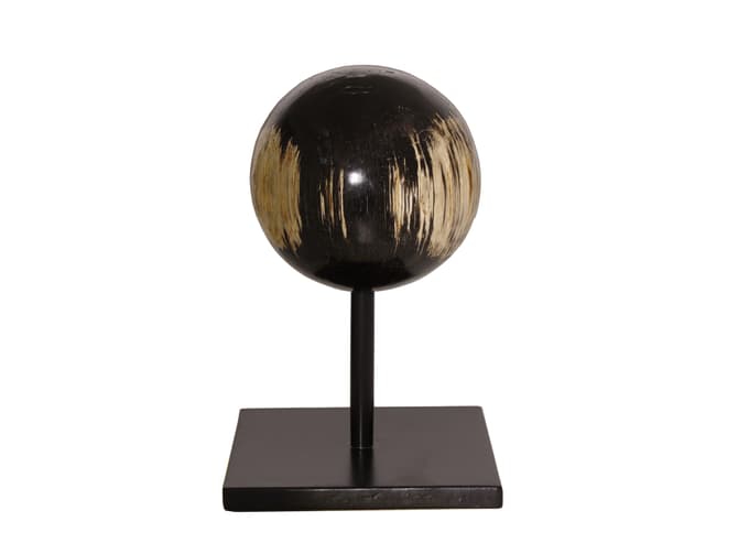 Andrew Martin Petrified Wood Decorative Sphere On Metal Stand