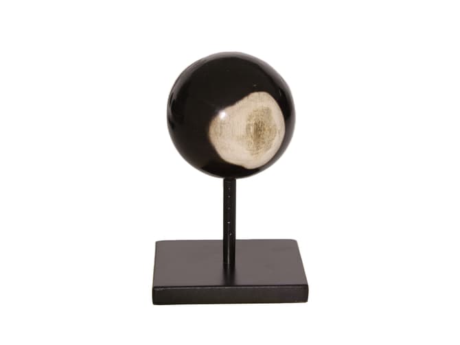Andrew Martin Petrified Wood Decorative Sphere On Metal Stand
