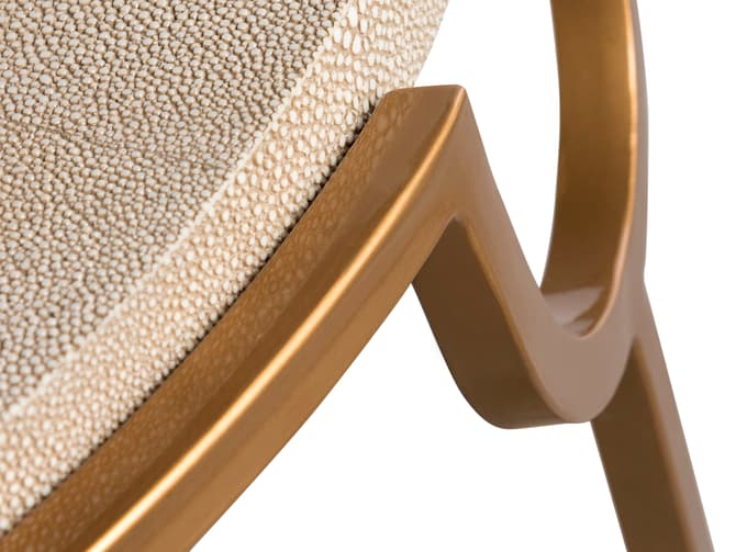 Andrew Martin Round Faux Shagreen Side Table In Cream