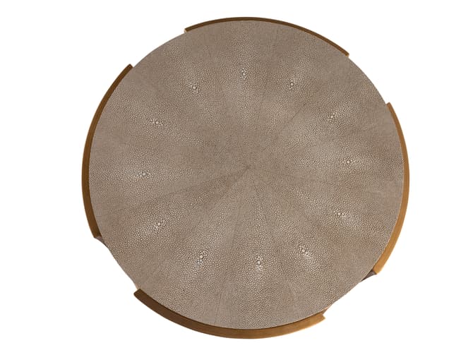 Andrew Martin Round Faux Shagreen Side Table In Cream
