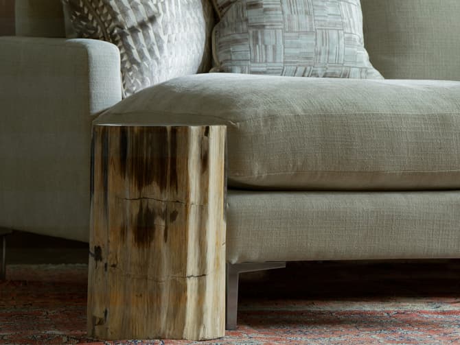 Andrew Martin Scallop Edge Petrified Wood Side Table Or Stool