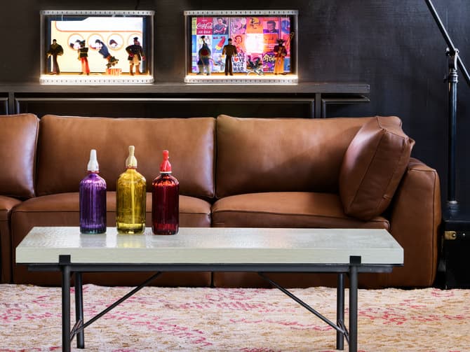 Andrew Martin Sectional Sofa In Brown Leather SALE - 35% OFF