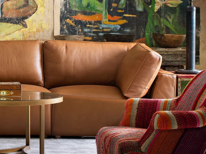 Andrew Martin Sectional Sofa In Brown Leather SALE - 35% OFF