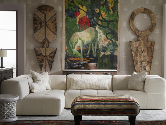 andrew martin Sectional sofa in cream express delivery