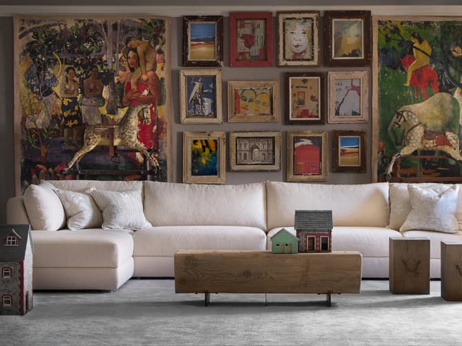 Andrew Martin Sectional Sofa In Neutral Linen Express Delivery