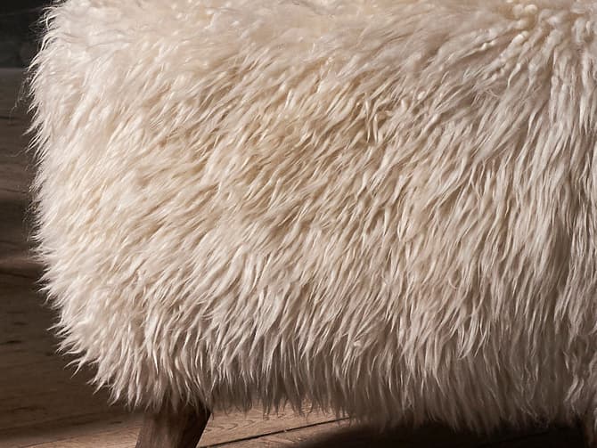 Andrew Martin Sheepskin Footstool By Tomothy Oulton