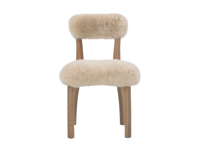 Andrew Martin Sheepskin Upholstered Oak Dining Chair