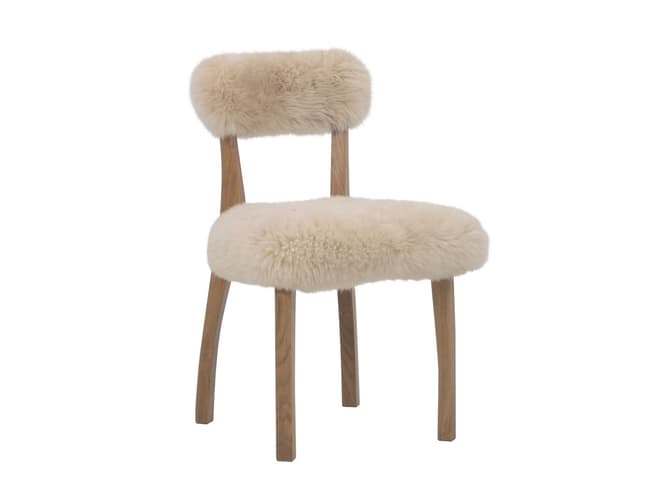 andrew martin Sheepskin upholstered oak dining chair