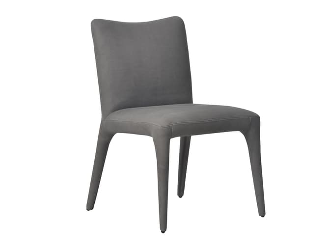 andrew martin Sleek modern dining chair in grey leather