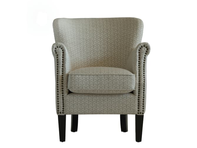 Andrew Martin Small Armchair Upholstered In A Neutral Geometric Fabric
