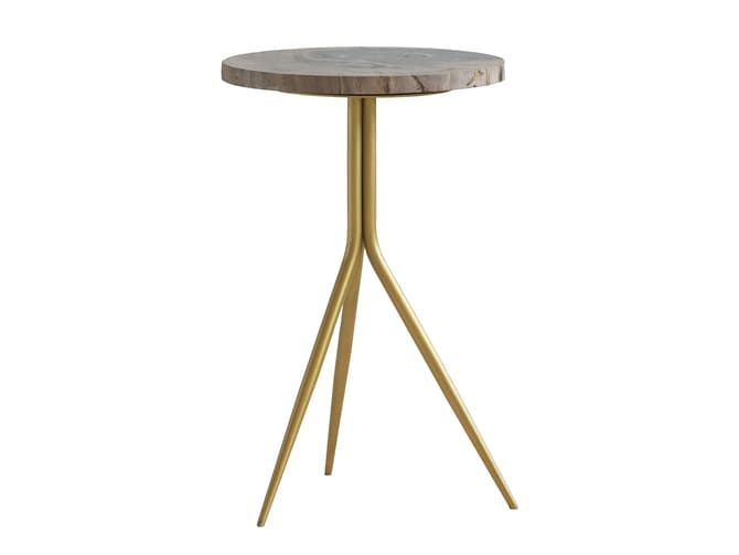 Andrew Martin Small Round Petrified Wood Side Table