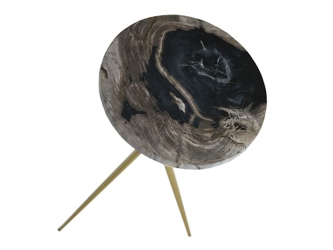 Andrew Martin Small Round Petrified Wood Side Table