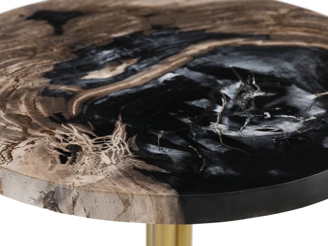 Andrew Martin Small Round Petrified Wood Side Table
