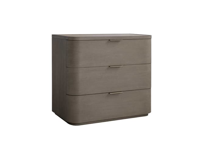 andrew martin Smoked oak and LED light three-drawer dresser